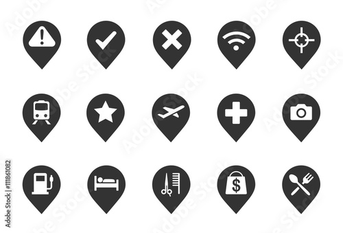 Stock Vector Illustration: Pin icons