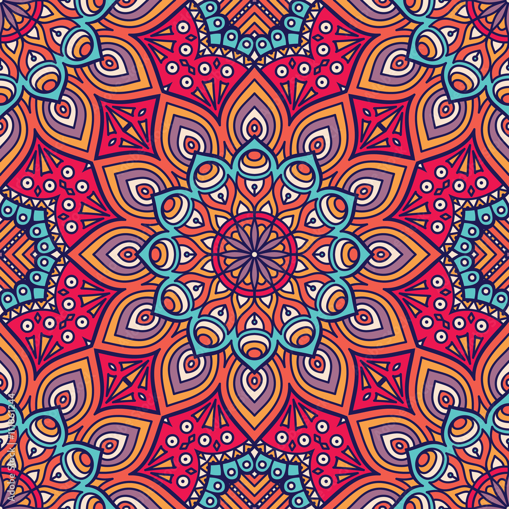Fototapeta premium Ethnic floral seamless pattern