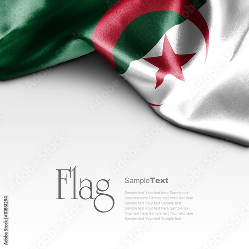 Flag of Algeria on white background. Sample text.
