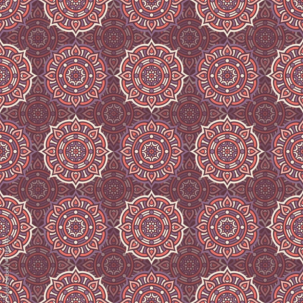 Fototapeta premium Ethnic floral seamless pattern