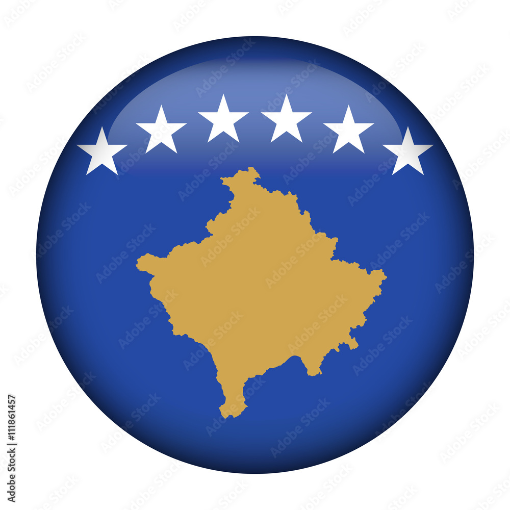 Fototapeta premium Round glossy Button with flag of Kosovo