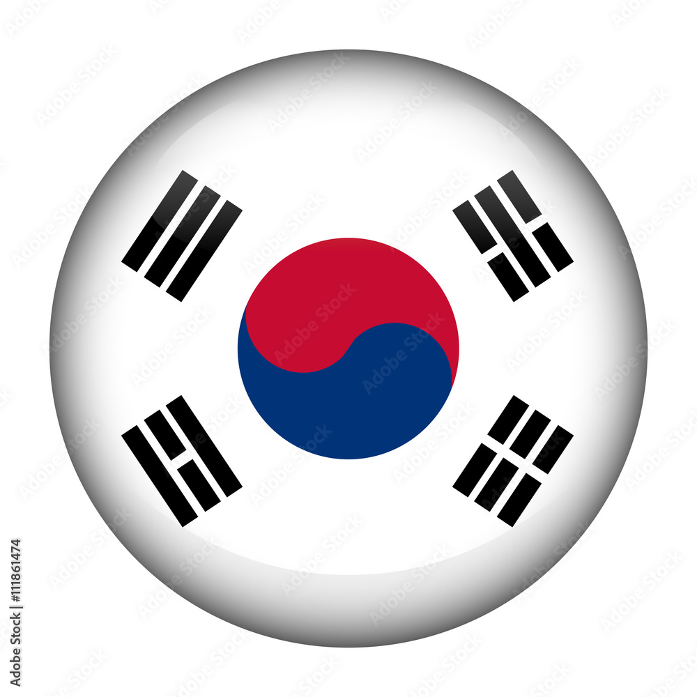 Round glossy Button with flag of South Korea