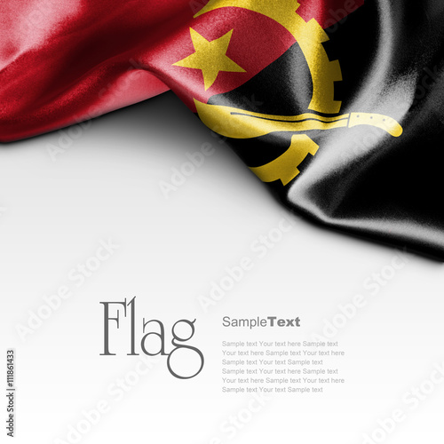 Flag of Angola on white background. Sample text. photo