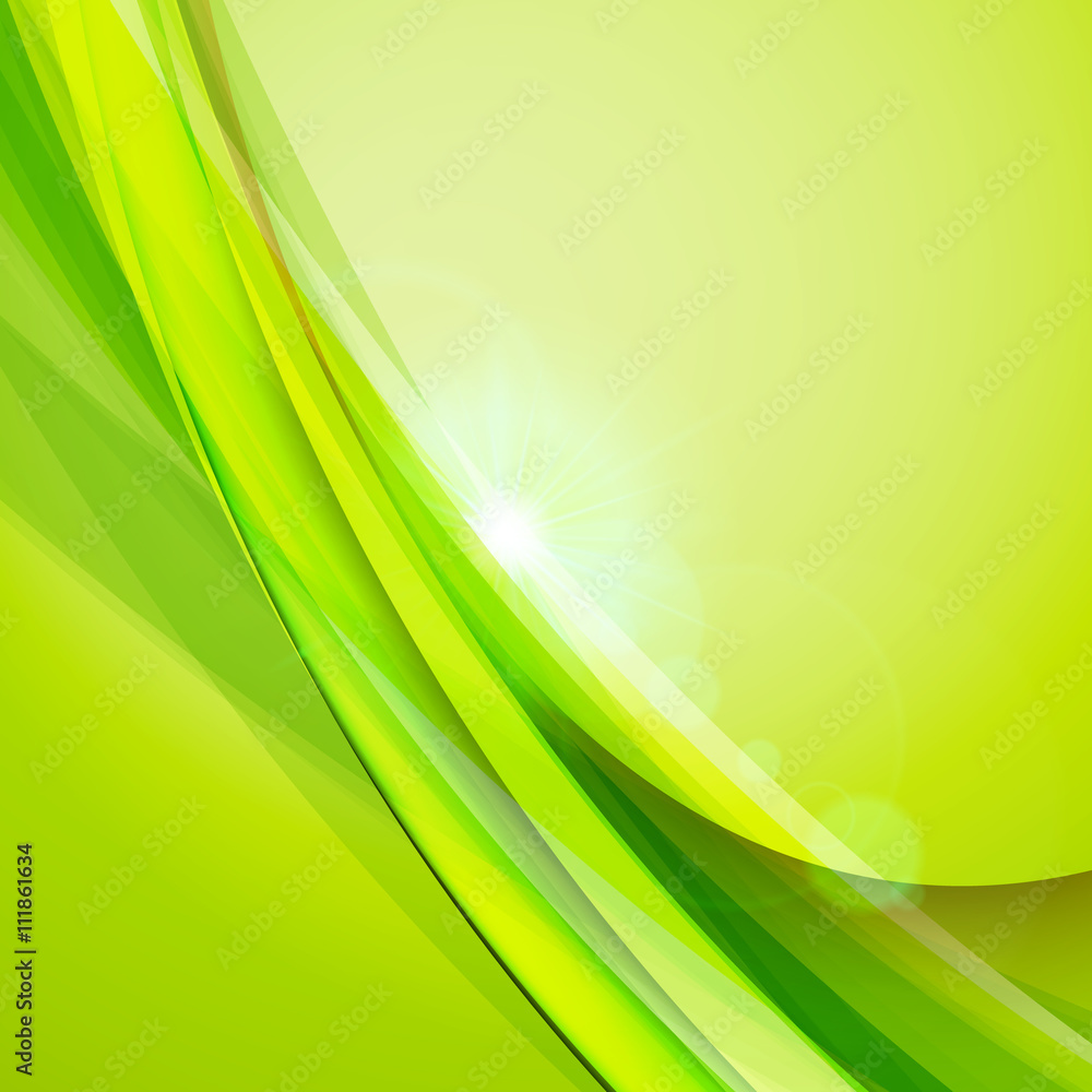 Abstract green background. Vector illustration. Summer background. Wave  background with light effects Stock Vector | Adobe Stock
