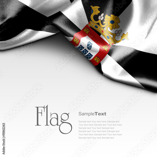 Flag of Ceuta on white background. Sample text.