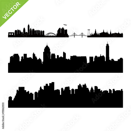 Bangkok skyline silhouettes vector