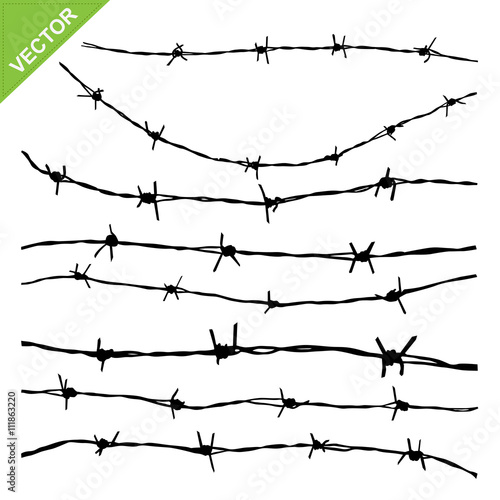 Barbed wire silhouettes vector