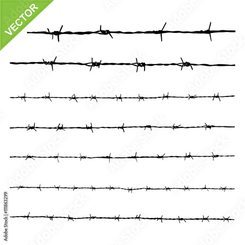 Barbed wire silhouettes vector