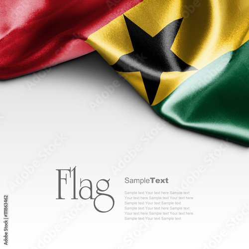 Flag of Ghana on white background. Sample text.