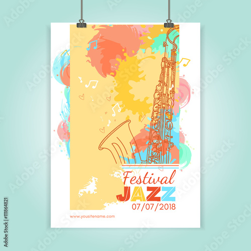 Photography Jazz festival poster template jazz music cover saxophone
