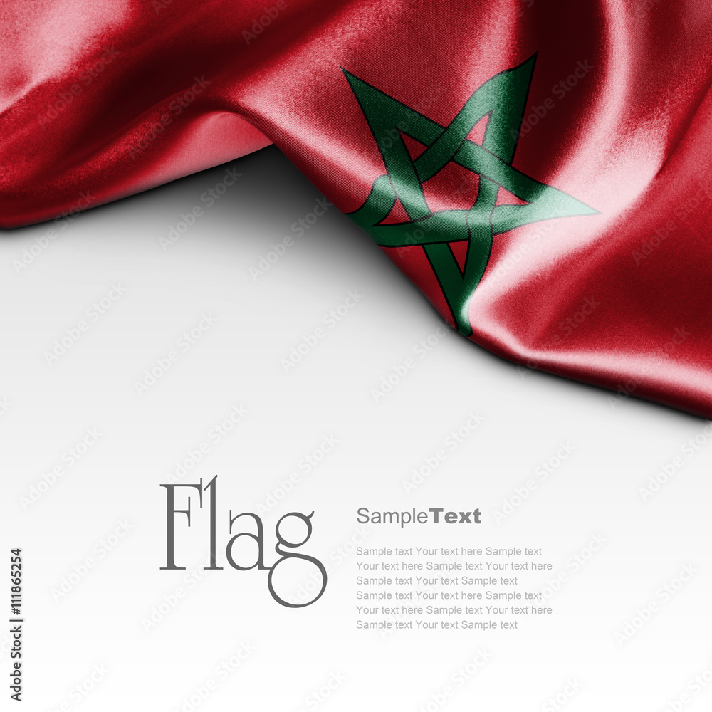 Fototapeta premium Flag of Morocco on white background. Sample text.