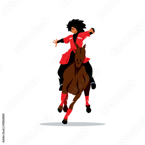 Vector North Caucasus rider Cartoon Illustration.
