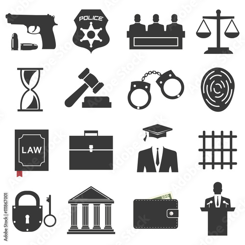 Legal, law and justice icon set