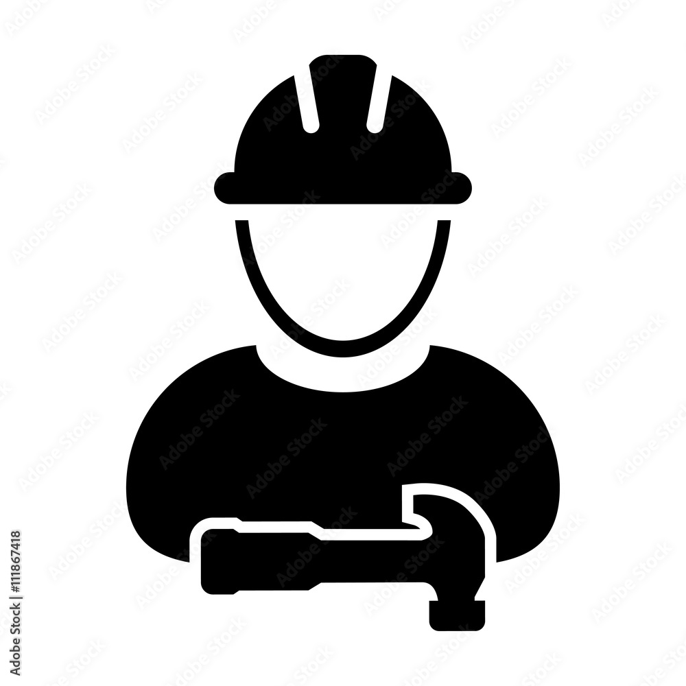 Worker Icon - Mechanic, Craftsmen, Engineer, Workman, Construction, Builder User Icon in Vector Illustration.