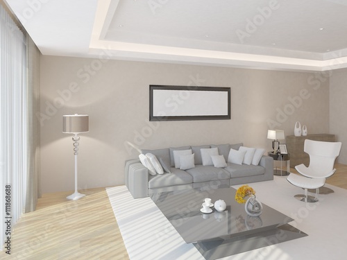 Bright living room in a minimalist style.