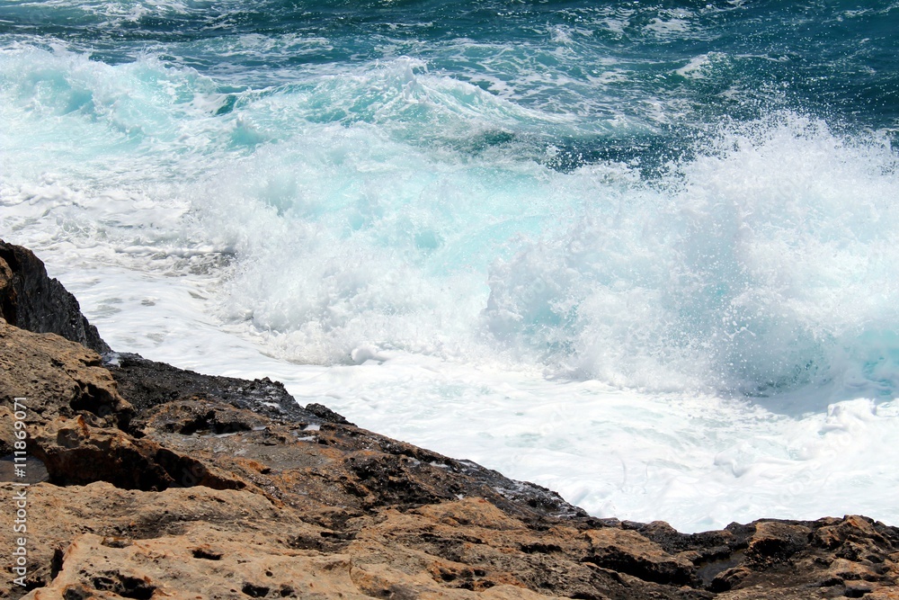 Mediteranean Sea foam - wave hitting the shore
Mediteranean Sea foam - wave hitting the shore