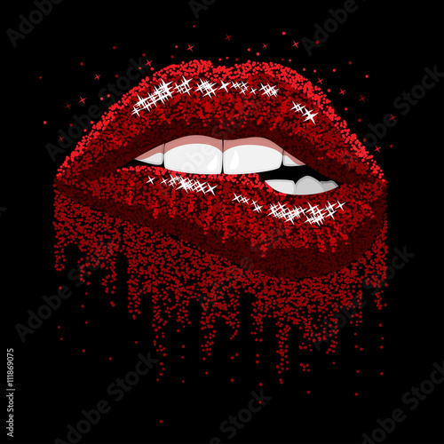 red sparkles lips
