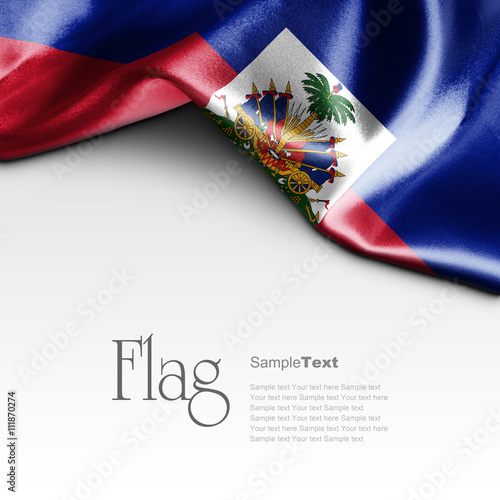 Flag of Haiti on white background. Sample text. Fototapet