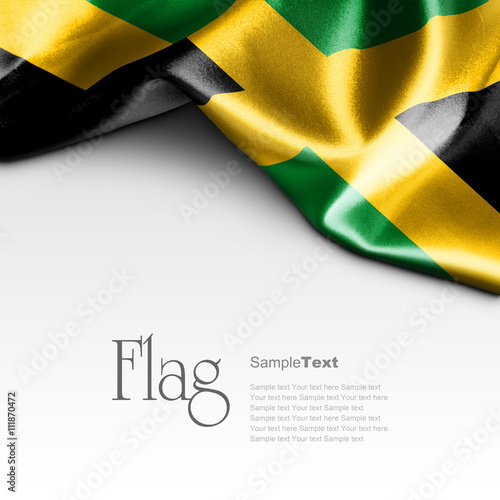 Fotografie Flag of Jamaica on white background. Sample text.