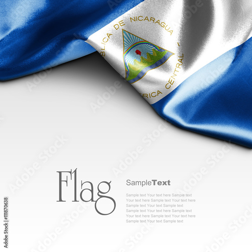 Canvastavla Flag of Nicaragua on white background. Sample text.