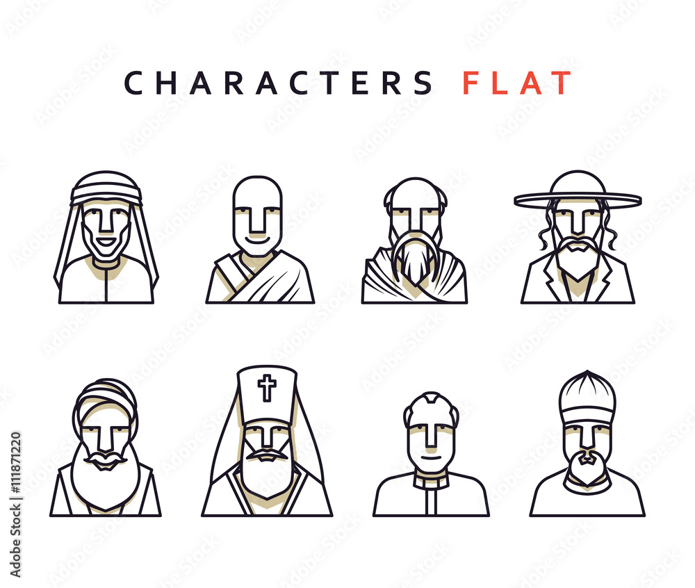 Set of religious figures of different religions in the world . Isolated