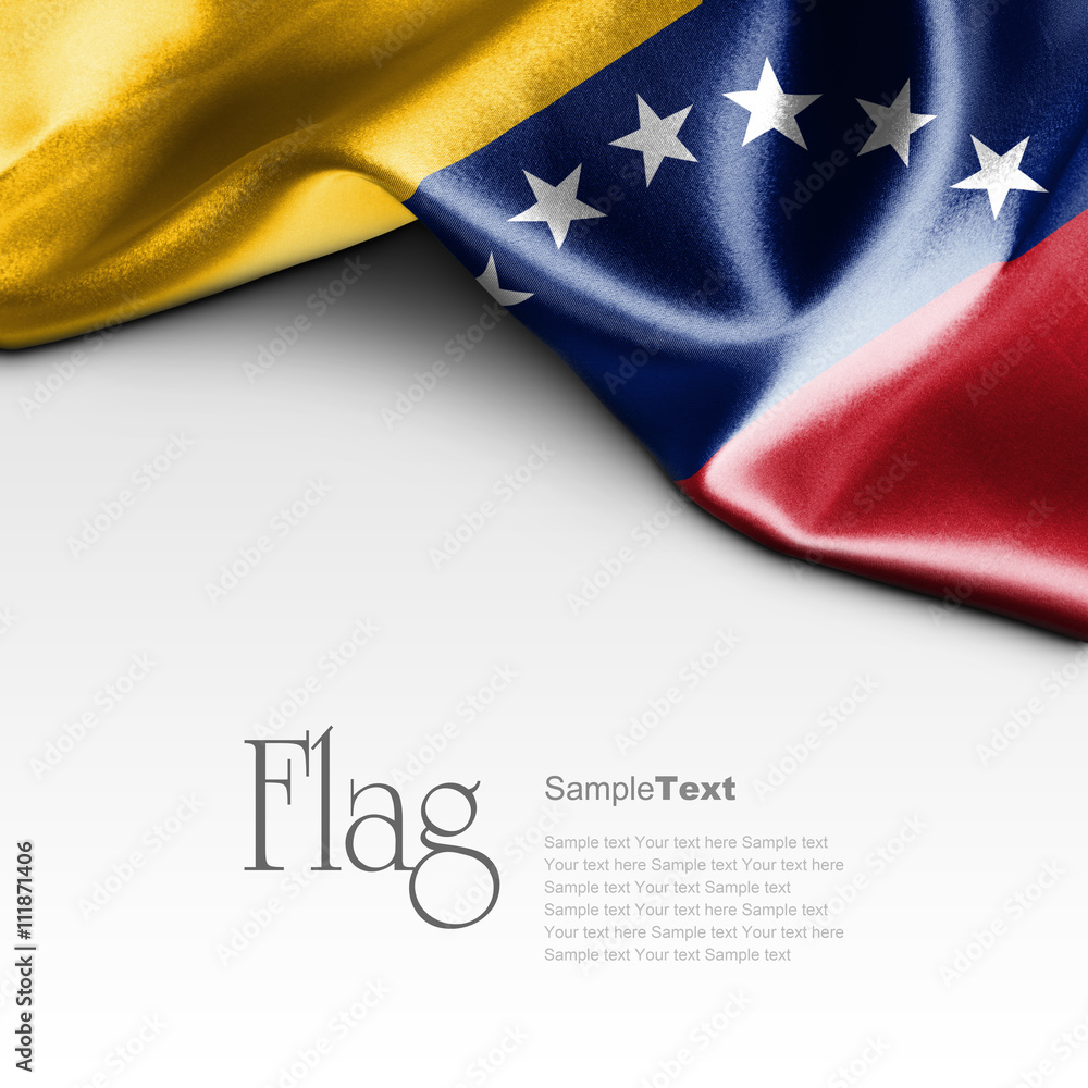 Naklejka premium Flag of Venezuela on white background. Sample text.