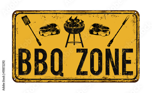 BBQ Barbecue zone vintage rusty metal sign
