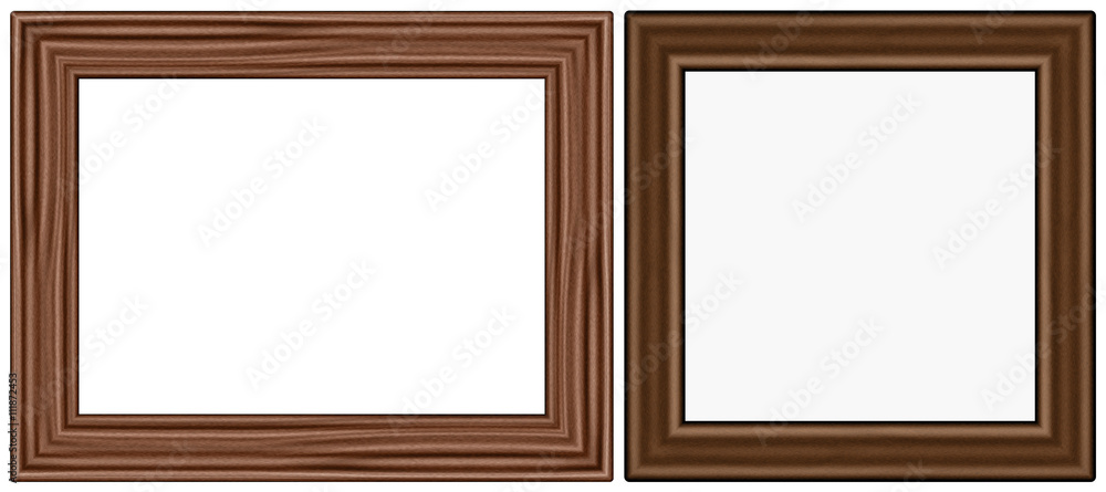 Fototapeta premium wooden frame isolated on white, set