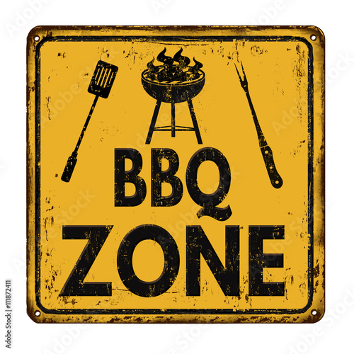 BBQ Barbecue zone vintage rusty metal sign