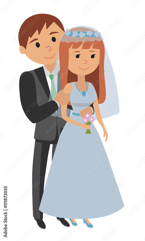 Vector illustration of bride and groom. Draw for invitation to wedding ceremony in flat style. Portraits of the bride and groom in heart illustration for wedding. Vector illustration of bride and groom. Draw for invitation to wedding ceremony in flat style. Portraits of the bride and groom in heart illustration for wedding.