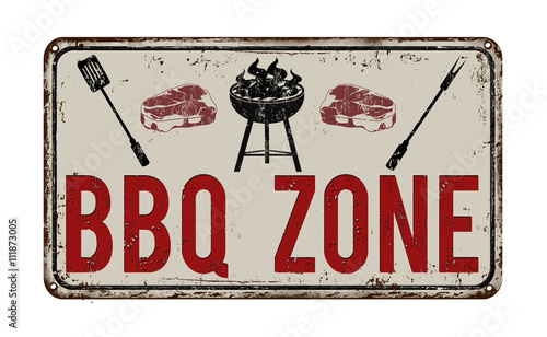 BBQ Barbecue zone vintage rusty metal sign