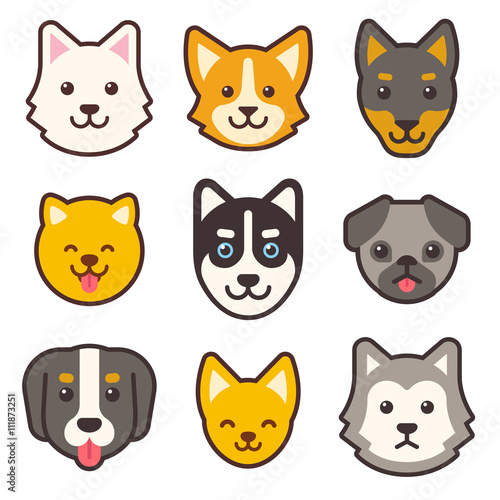 Cartoon dog faces set