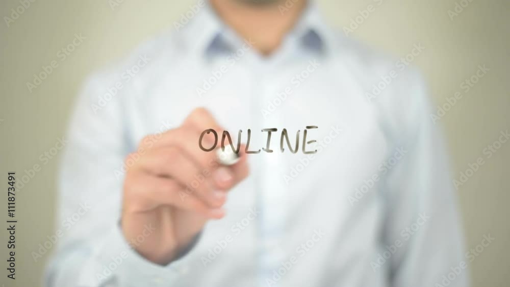 Online Trading , writing on transparent wall Online Trading , writing on transparent wall