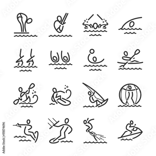 Linear icons, water sports