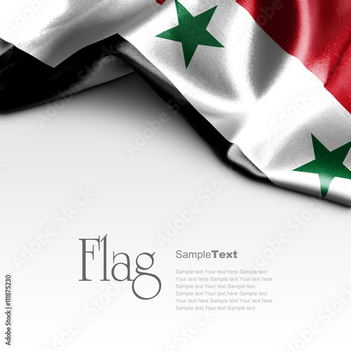 Flag of Syria on white background. Sample text.