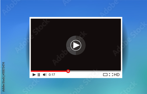 Video player for web. Media Player Interface. Minimalistic Design. Flat Style.Player MockUp