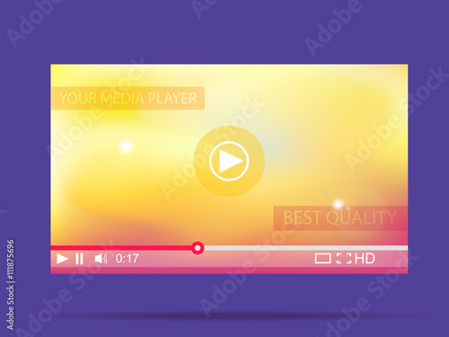 Video player. Media interface for web. Vector illustration.