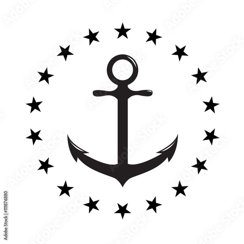 Image of anchor in star round.