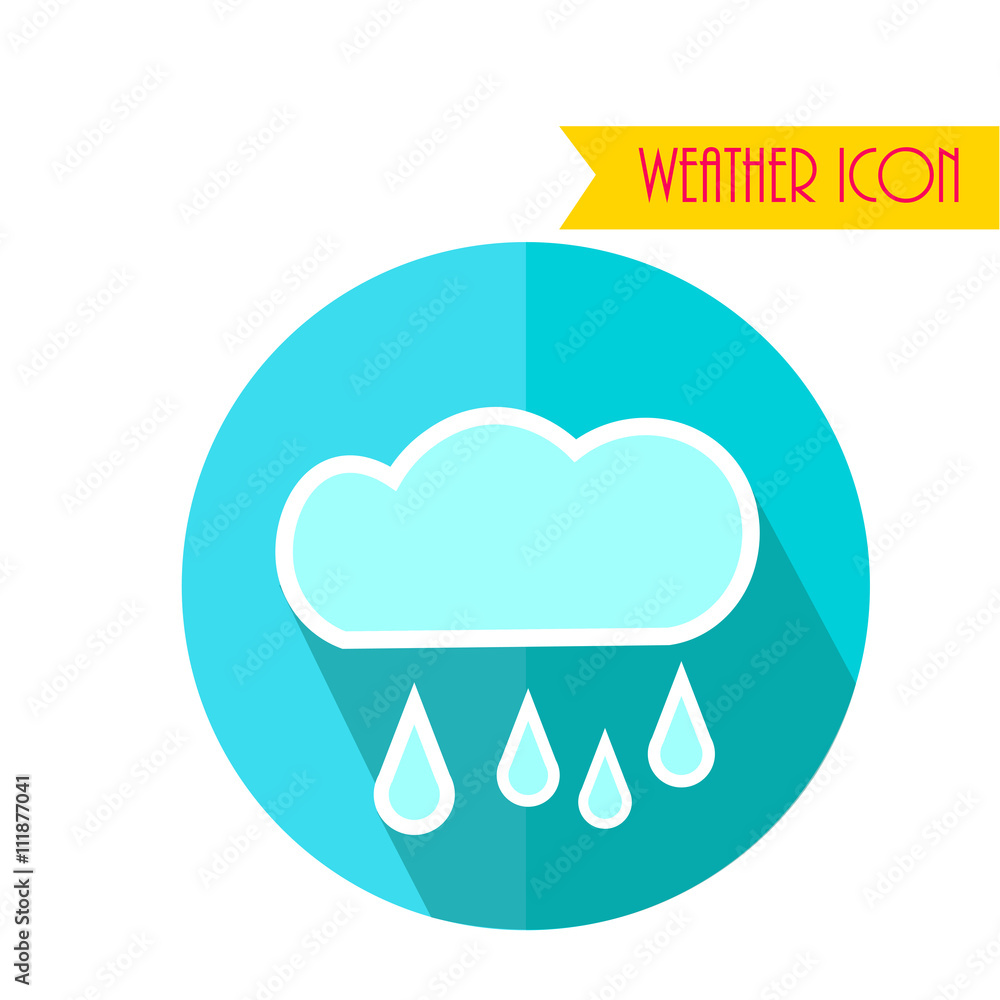 Cloud with Drop Rain Icon. Weather Rainy Forecast. Vector Illustration.