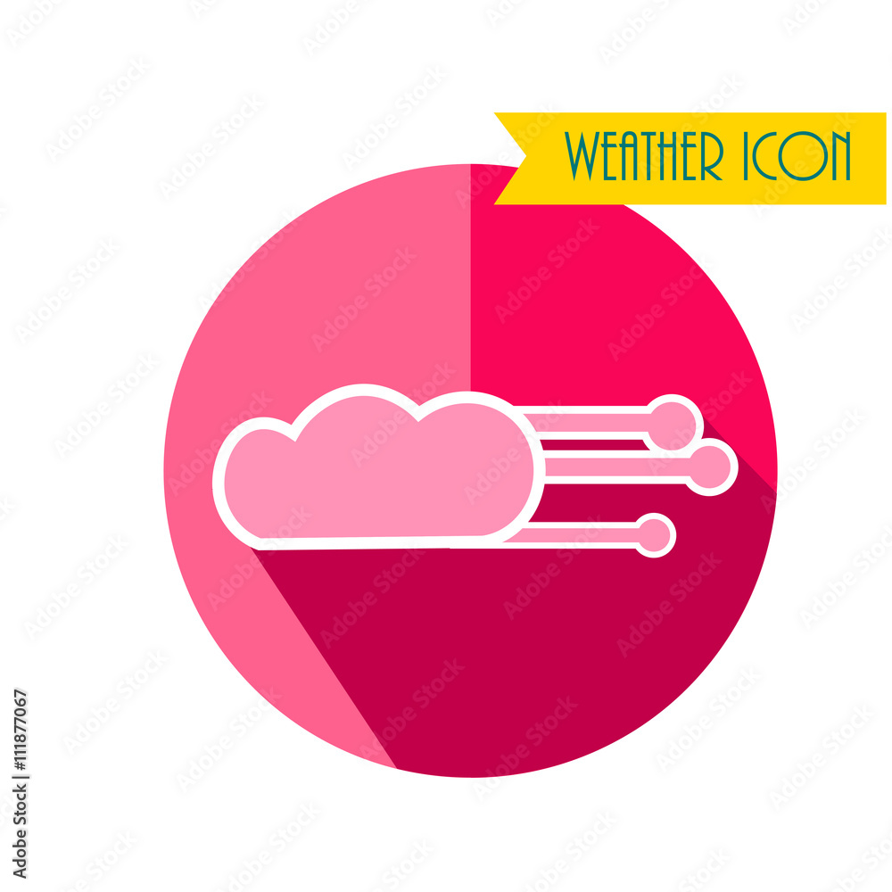 Fototapeta premium Cloud with Wind Icon. Weather Forecast. Vector Illustration.