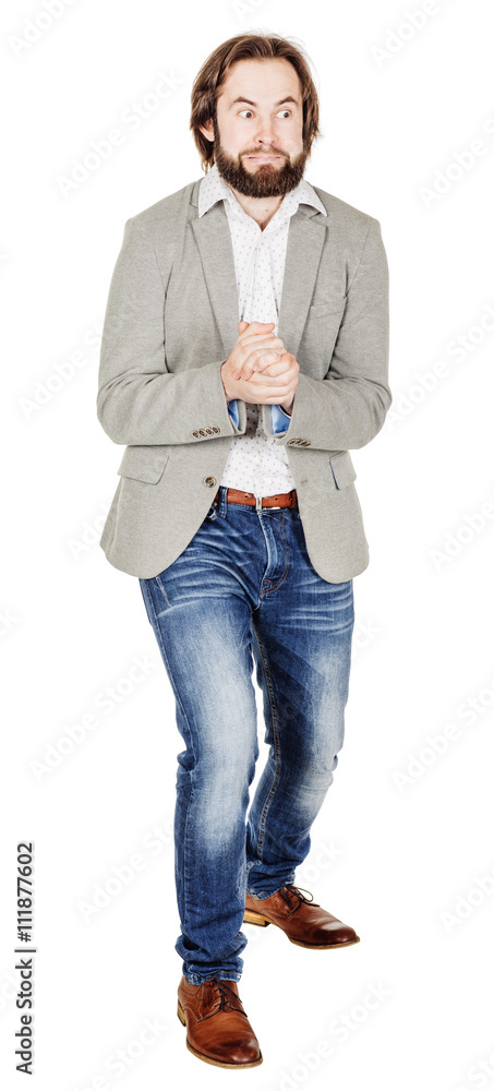 frightened bearded business man. emotions, facial expressions frightened bearded business man. emotions, facial expressions