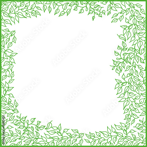 Green frame with leaves, spring time. In EPS 8 format