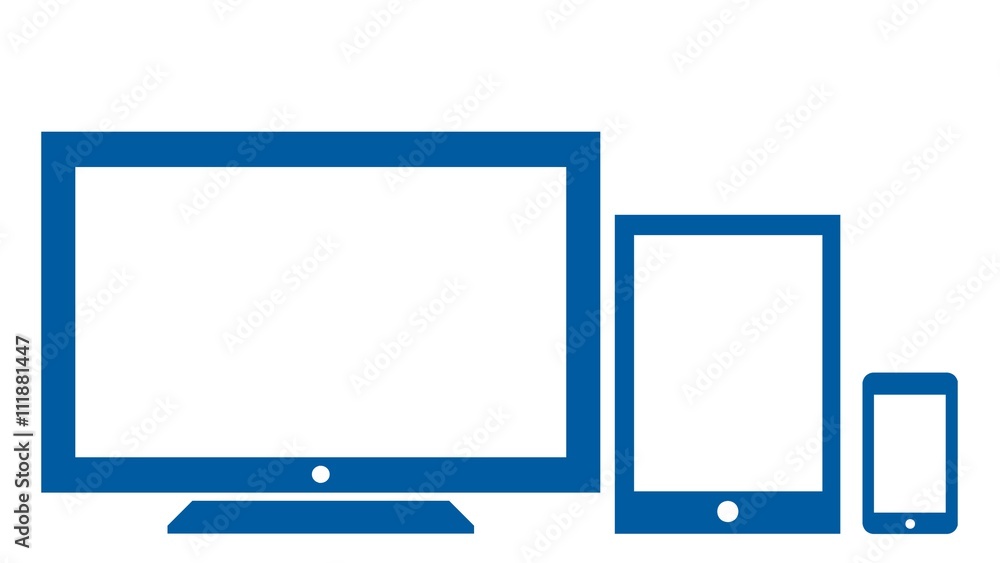 Ecrans de télévision, tablette et téléphone bleu Ecrans de télévision, tablette et téléphone bleu