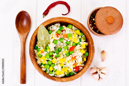 Risotto with Vegetables, Carrots, Peas