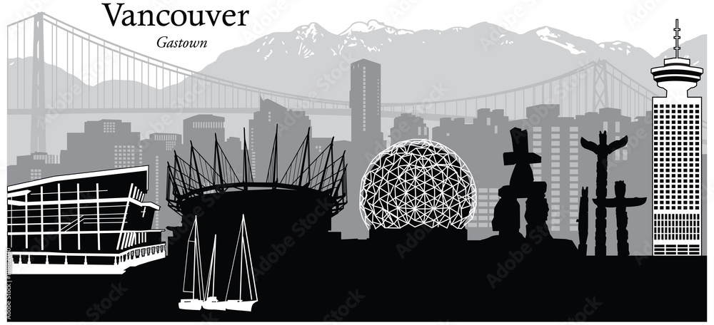 Fototapeta premium Vector illustration of Vancouver, Canada