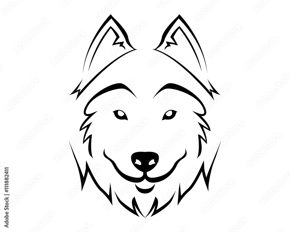 Naklejka premium Dog Breed Line Art Logo - Siberian Husky