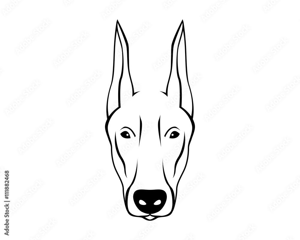 Dog Breed Line Art Logo - Doberman