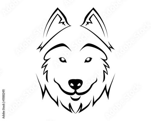 Dog Breed Line Art Logo - Siberian Husky