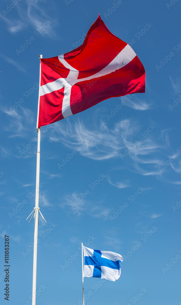 Flags of Denmark and Finland. Flags of Denmark and Finland.