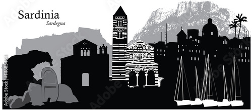 Vector illustration of the island of Sardinia, Italy